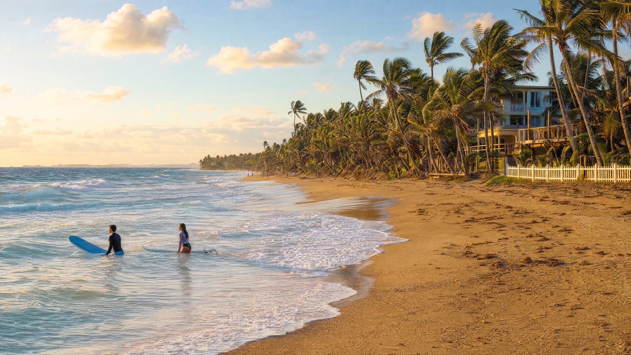 Sandy Beach in Rincon near the Punta Higuera lighthouse at sunset