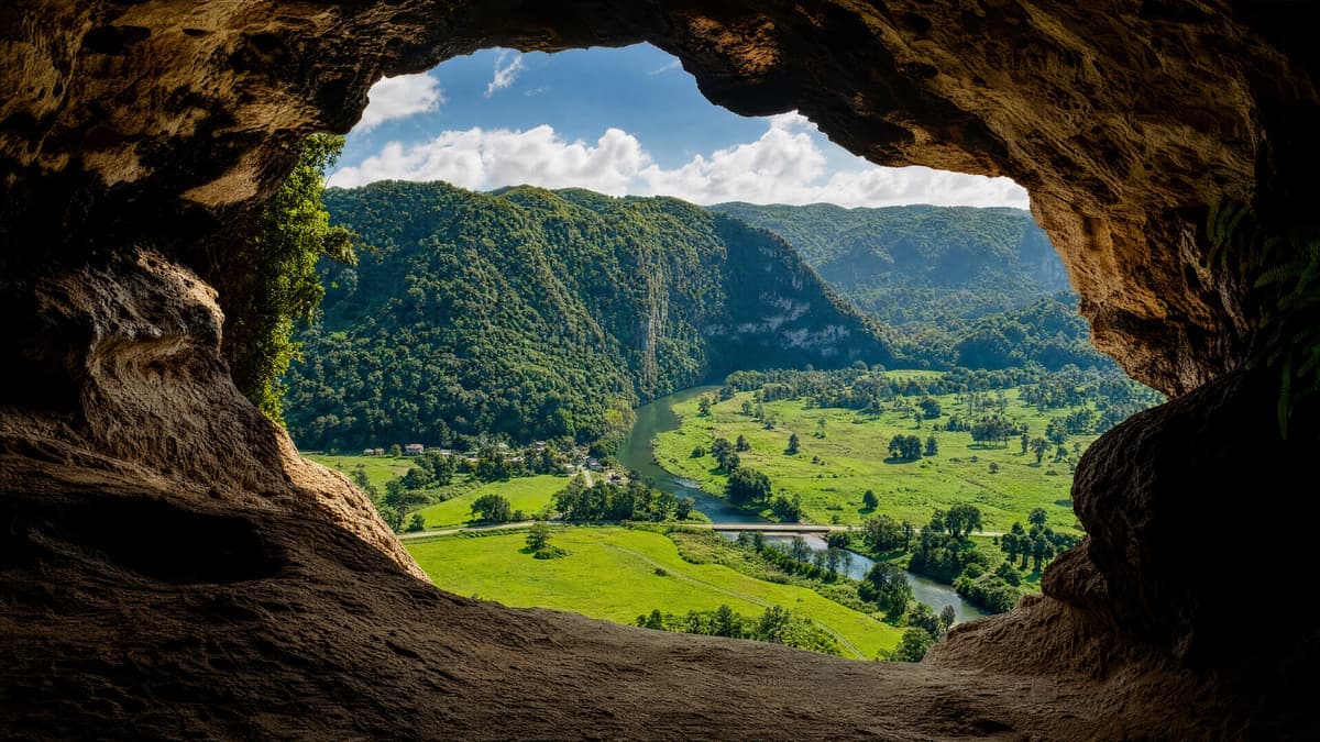 Limestone cliffs and cave country in the Arecibo and Camuy karst region