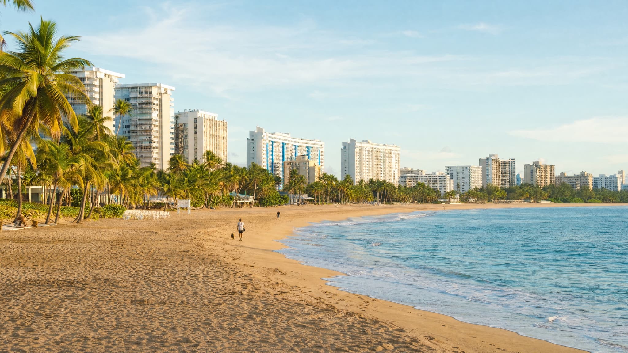 Morning light on Isla Verde Beach, the closest stretch of sand to San Juan's airport