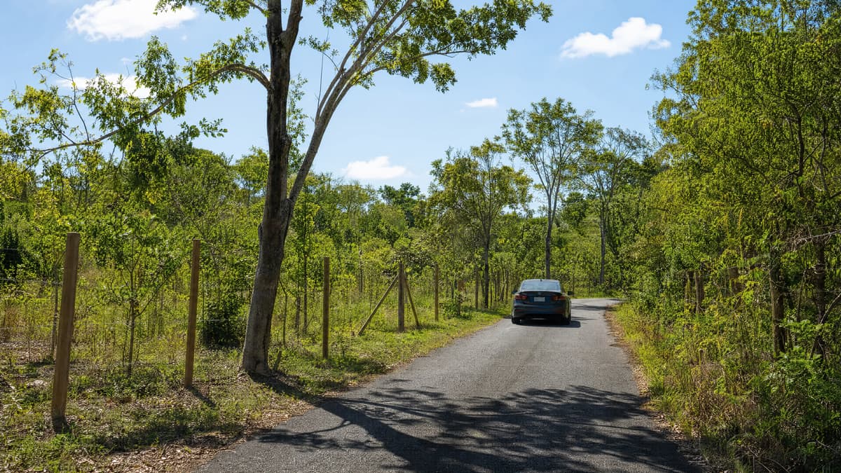 A rental car parked along a coastal road on Puerto Rico's west side
